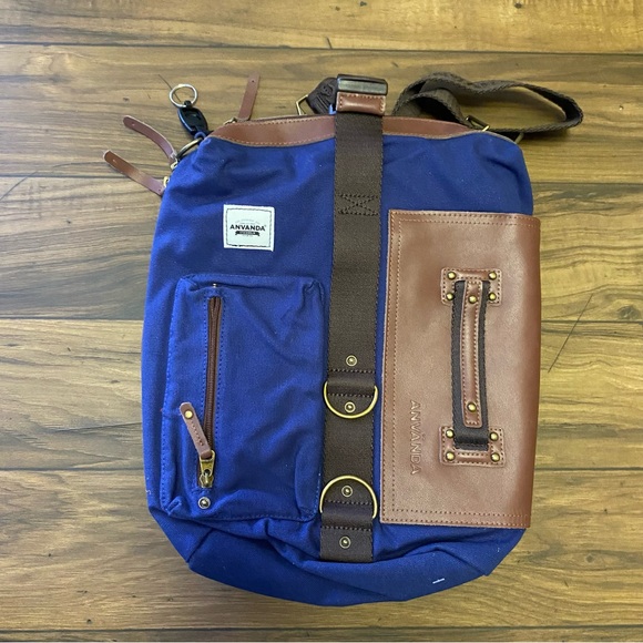 Anvanda 5in1 bag versatile canvas soft Italian leather16”x13”